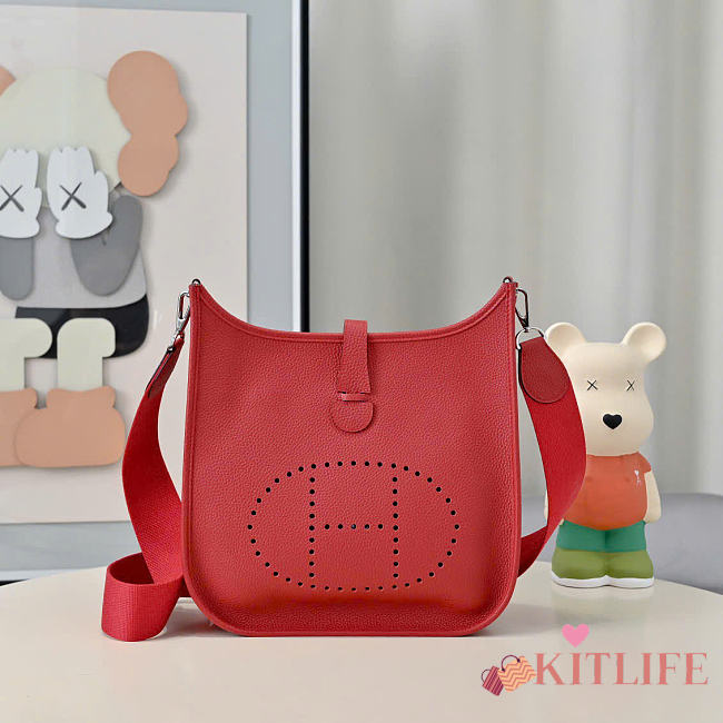 Kitlife Hermes Clemence Evelyne PM Bag Red 29x30x8cm - 1