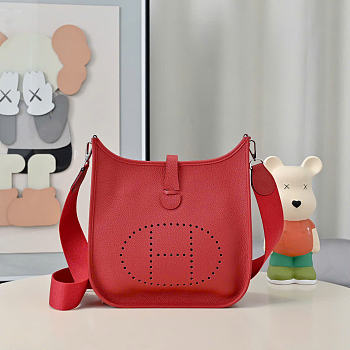 Kitlife Hermes Clemence Evelyne PM Bag Red 29x30x8cm
