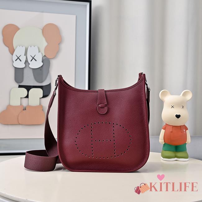 Kitlife Hermes Clemence Evelyne PM Bag Burgundy 29x30x8cm - 1