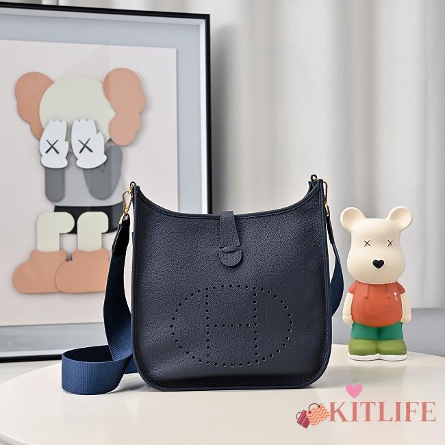 Kitlife Hermes Clemence Evelyne PM Bag Dark Blue 29x30x8cm - 1