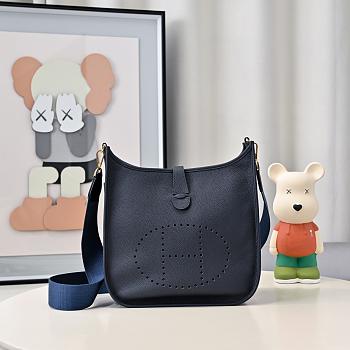 Kitlife Hermes Clemence Evelyne PM Bag Dark Blue 29x30x8cm