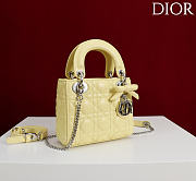 Kitlife Dior Lady Yellow Leather Bow Bag Silver Hardware M0505 17x15x7cm  - 6
