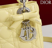 Kitlife Dior Lady Yellow Leather Bow Bag Silver Hardware M0505 17x15x7cm  - 5