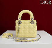 Kitlife Dior Lady Yellow Leather Bow Bag Silver Hardware M0505 17x15x7cm  - 2
