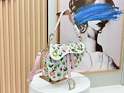 Kitlife Dior Saddle Bag White Multicolor Daisy Garden Embroidery with Dior Médaillon 24×16×18cm - 2