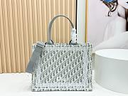 Kitlife Dior Medium Book Tote with Strap Latte and Gray Dior Oblique Embroidery and White Lace 36x27.5x16.5cm  - 1