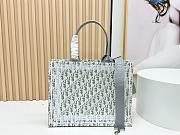 Kitlife Dior Medium Book Tote with Strap Latte and Gray Dior Oblique Embroidery and White Lace 36x27.5x16.5cm  - 6