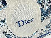 Kitlife Dior Medium Book Tote with Strap Blue Toile de Jouy Floral Garden Embroidery and White Dior Médaillon 36x27.5x16.5cm - 6