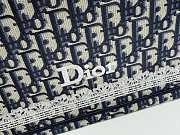 Kitlife Dior Medium Dior Book Tote with Strap Blue Oblique Embroidery and White Lace 36x27x16cm - 6