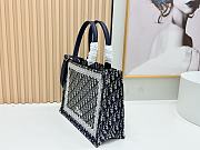 Kitlife Dior Medium Dior Book Tote with Strap Blue Oblique Embroidery and White Lace 36x27x16cm - 3