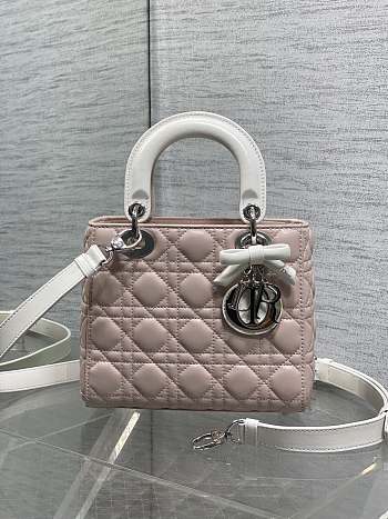 Kitlife Dior Lady My ABC Dior Bag with Chain Latte and Pink Cannage Lambskin With Bow 8878 20x17x8cm 