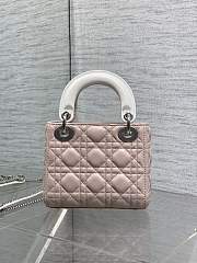 Kitlife Dior Lady Mini Bag With Chain Latte and Pink Cannage Lambskin With Bow 44531 17×15×7cm  - 6