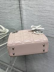 Kitlife Dior Lady Mini Bag With Chain Latte and Pink Cannage Lambskin With Bow 44531 17×15×7cm  - 5