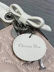 Kitlife Dior Lady Mini Bag With Chain Latte and Pink Cannage Lambskin With Bow 44531 17×15×7cm  - 4