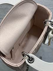 Kitlife Dior Lady Mini Bag With Chain Latte and Pink Cannage Lambskin With Bow 44531 17×15×7cm  - 3