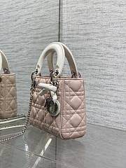 Kitlife Dior Lady Mini Bag With Chain Latte and Pink Cannage Lambskin With Bow 44531 17×15×7cm  - 2