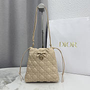 Kitlife Dior Adiorable Mini Bucket Bag Beige Cannage Lambskin 20x22x5.5cm - 1