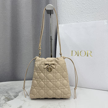 Kitlife Dior Adiorable Mini Bucket Bag Beige Cannage Lambskin 20x22x5.5cm