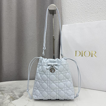 Kitlife Dior Adiorable Mini Bucket Bag Light Blue Cannage Lambskin 20x22x5.5cm