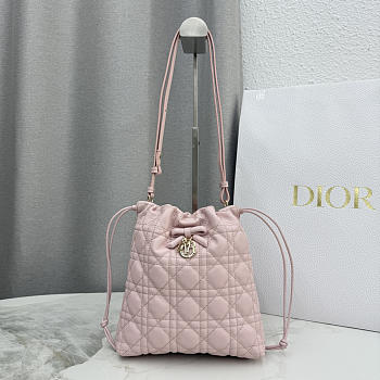 Kitlife Dior Adiorable Mini Bucket Bag Pink Cannage Lambskin 20x22x5.5cm