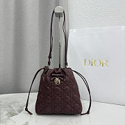 Kitlife Dior Adiorable Mini Bucket Bag Burgundy Cannage Lambskin 20x22x5.5cm - 1