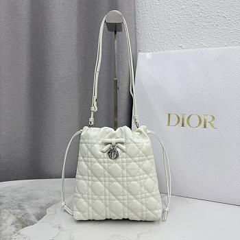 Kitlife Dior Adiorable Mini Bucket Bag White Cannage Lambskin 20x22x5.5cm 