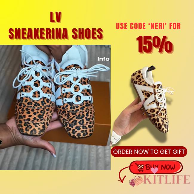 Kitlife Louis Vuitton Sneakerina Shoes Leopard Print  - 1