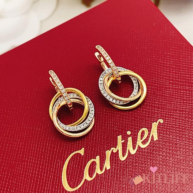 Kitlife Cartier Tricolor Diamond-encrusted Round Earrings - 1