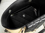 Kitlife Chanel Small Shopping Tote Bag Beige Raffia and Black Lambskin 18x40x13cm - 5