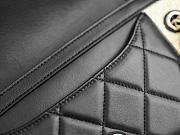 Kitlife Chanel Large Shopping Tote Bag Beige Raffia and Black Lambskin 26x53x18cm - 4
