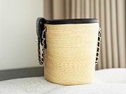 Kitlife Chanel Large Shopping Tote Bag Beige Raffia and Black Lambskin 26x53x18cm - 5