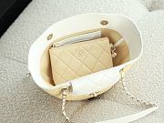 Kitlife Chanel Small Shopping Tote Bag Beige Raffia and White Lambskin 18x40x13cm - 5