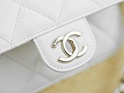 Kitlife Chanel Large Shopping Tote Bag Beige Raffia and White Lambskin 26x53x18cm - 6