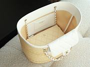 Kitlife Chanel Large Shopping Tote Bag Beige Raffia and White Lambskin 26x53x18cm - 5