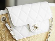 Kitlife Chanel Large Shopping Tote Bag Beige Raffia and White Lambskin 26x53x18cm - 3