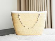 Kitlife Chanel Large Shopping Tote Bag Beige Raffia and White Lambskin 26x53x18cm - 2