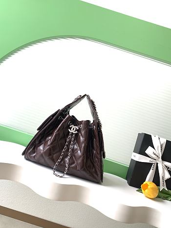 Kitlife Chanel 25C Drawstring Bucket Hobo Bag Dark Brown Glossy Calfskin AS5293 30×26×14cm 