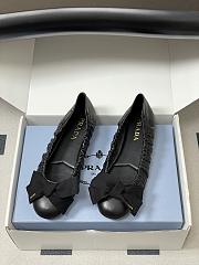 Kitlife Prada Bow Elasticated Black Leather Ballet Flats - 1