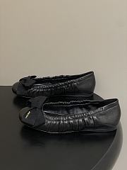 Kitlife Prada Bow Elasticated Black Leather Ballet Flats - 4