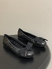 Kitlife Prada Bow Elasticated Black Leather Ballet Flats - 3