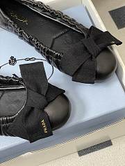 Kitlife Prada Bow Elasticated Black Leather Ballet Flats - 2