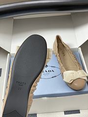 Kitlife Prada Bow Elasticated Beige Leather Ballet Flats - 6