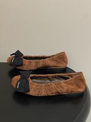 Kitlife Prada Bow Elasticated Brown Suede Leather Ballet Flats - 5