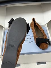 Kitlife Prada Bow Elasticated Brown Suede Leather Ballet Flats - 4