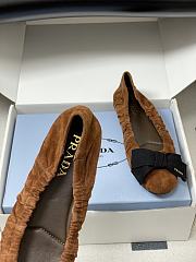 Kitlife Prada Bow Elasticated Brown Suede Leather Ballet Flats - 3