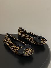 Kitlife Prada Bow Elasticated Leopard Printed Suede Leather Ballet Flats  - 4
