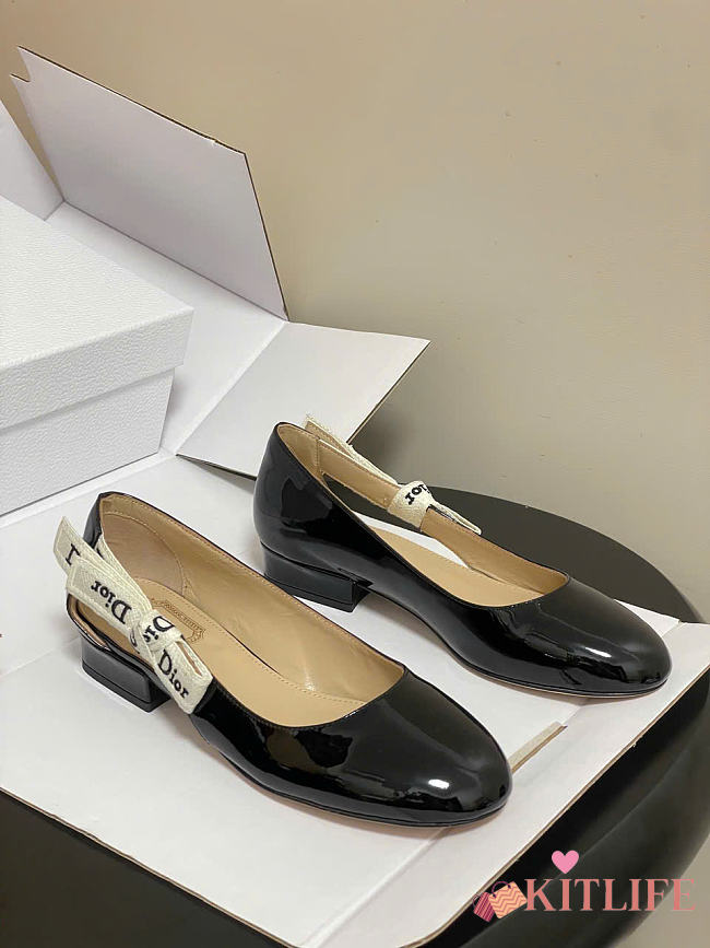 Kitlife Dior J'Adior Ballet Flat Black Patent Calfskin - 1