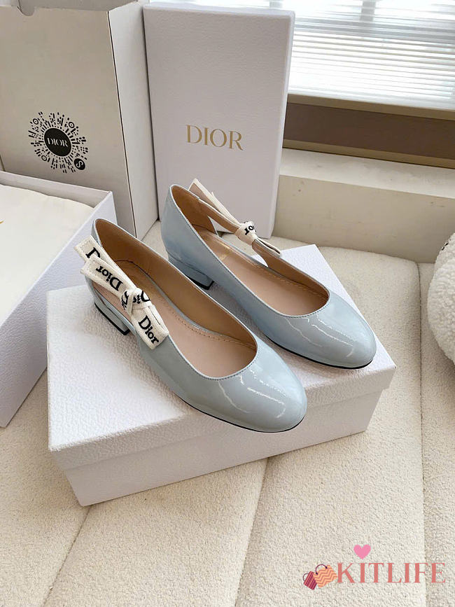 Kitlife Dior J'Adior Ballet Flat Light Blue Patent Calfskin - 1