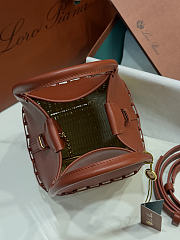 Kitlife Loro Piana Bale Micro Braided Wicker & Brown Leather Shoulder Bag 16x13x13cm - 4