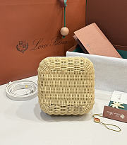 Kitlife Loro Piana Bale Micro Braided Wicker & White Leather Shoulder Bag 16x13x13cm - 3